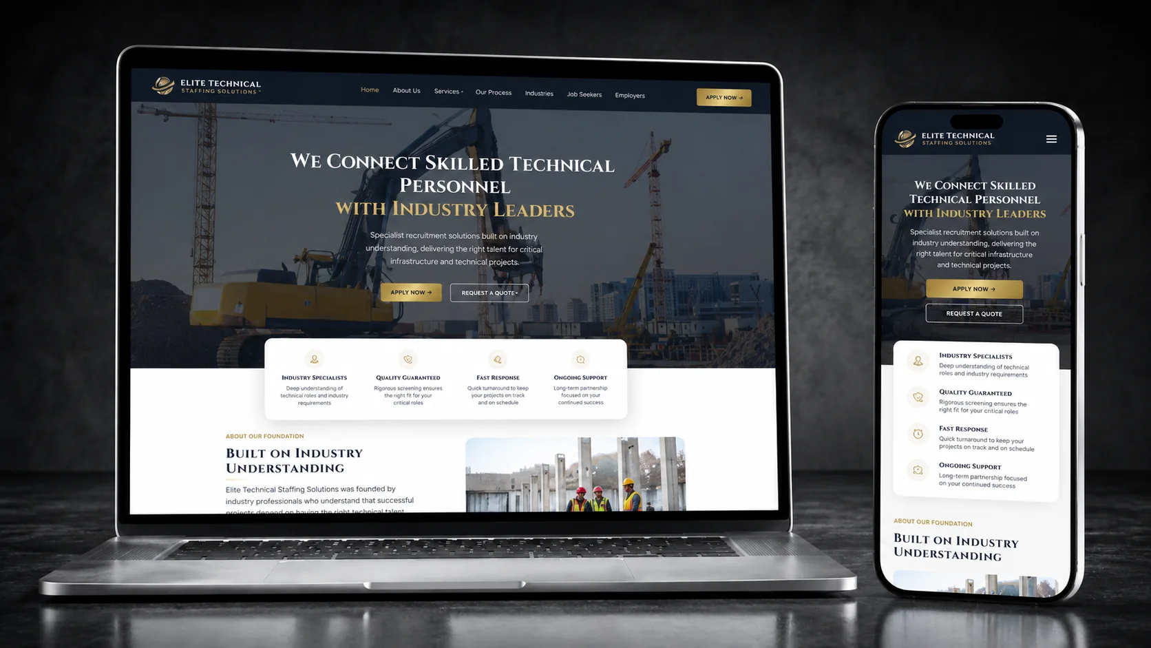 GCR International website preview with cranes and heavy machinery