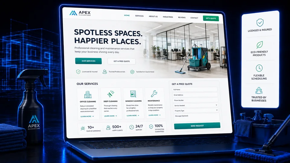 Cleaning and maintenance company website example