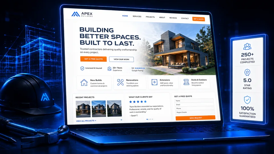 Contractor and trade business website example