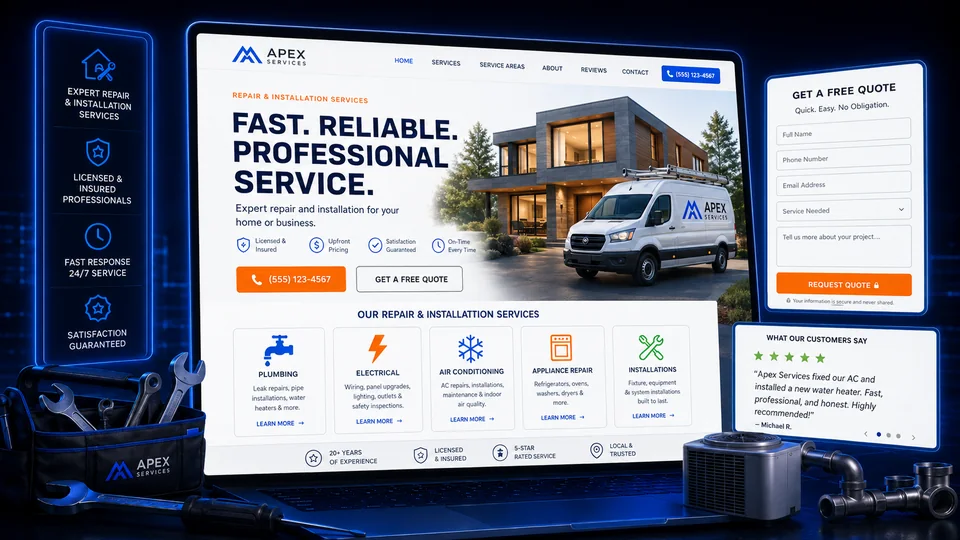 Repair and installation service website example